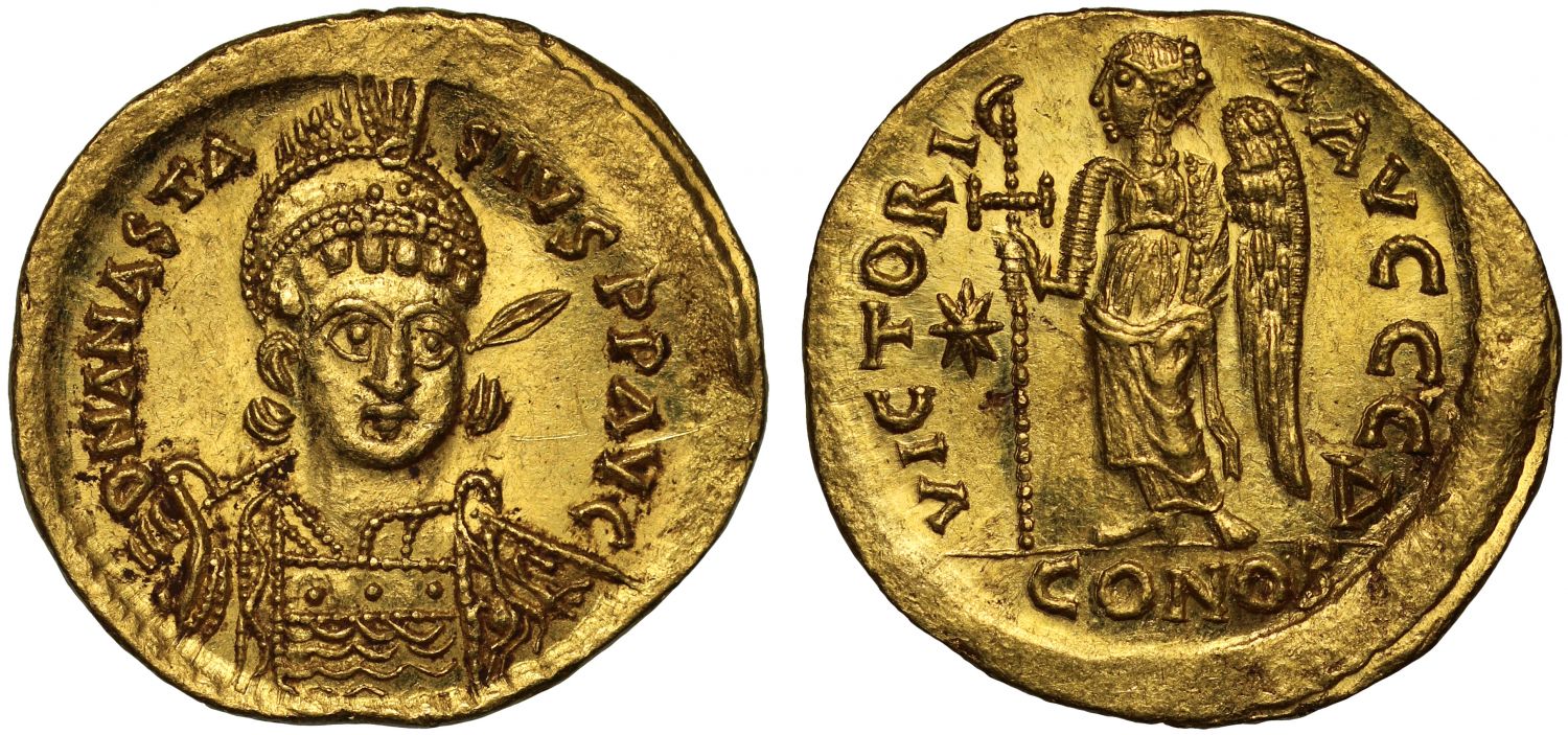 Anastasius, Gold Solidus, Constantinople