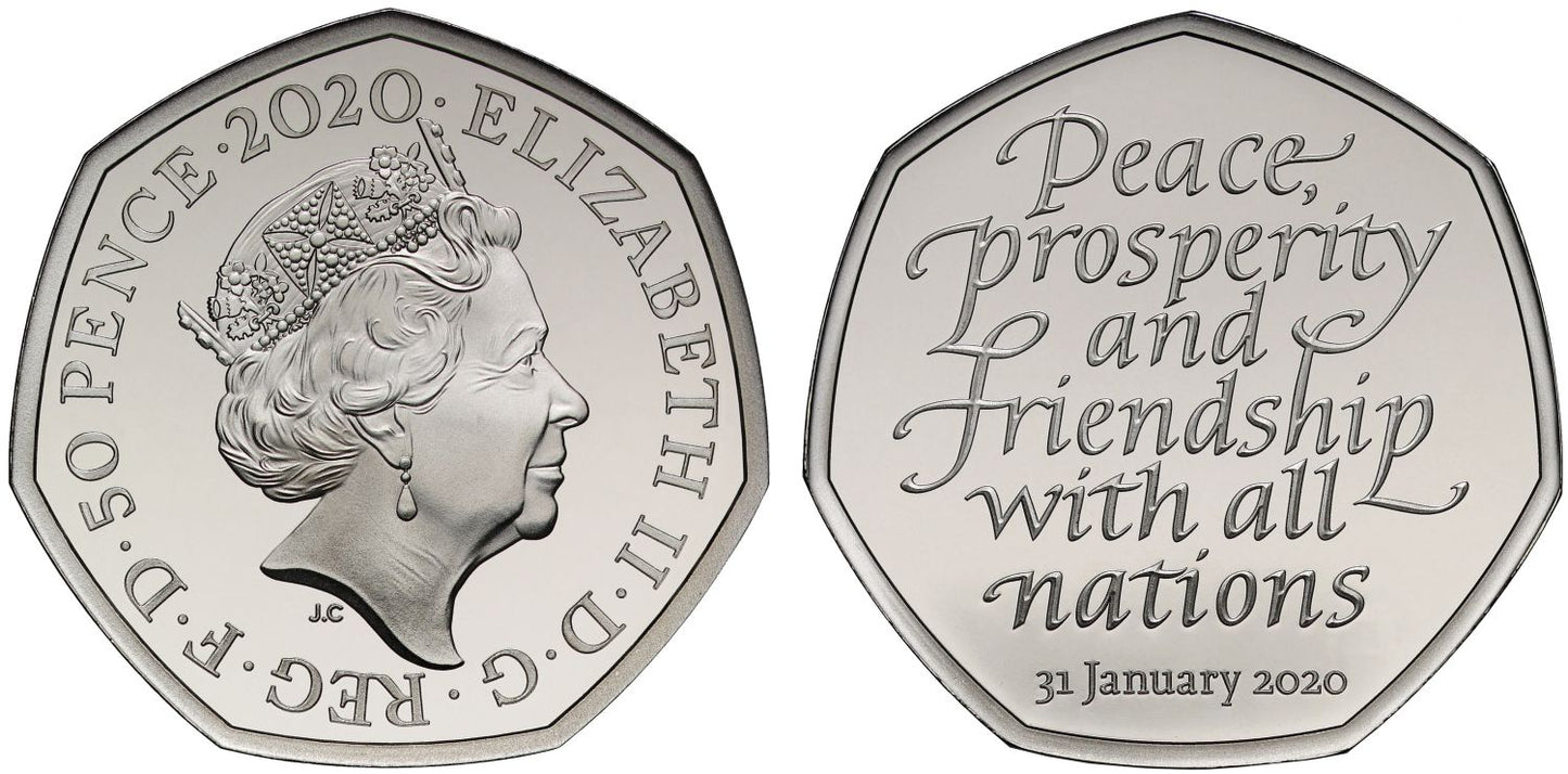 * Elizabeth II 2020 Brexit silver proof 50-Pence