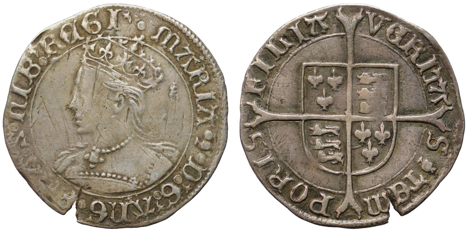 Mary Tudor, Groat of Four Pence,  mint mark pomegranate