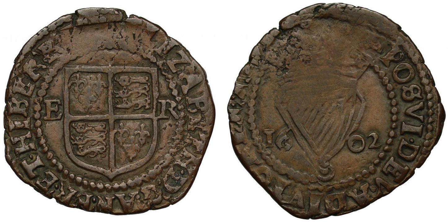 Ireland, Elizabeth I 1602 copper Penny, mintmark martlet, ex Gietzelt