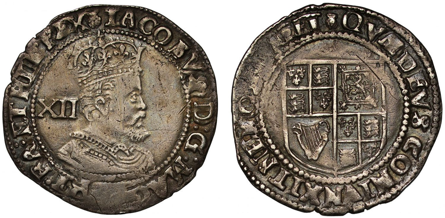 James I Shilling, 3rd coinage, 6th bust, mint mark thistle