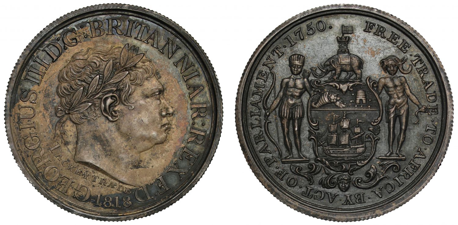 Gold Coast, Silver Proof Ackey, 1818.
