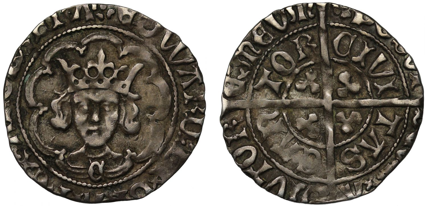 Edward IV Halfgroat, Canterbury Mint, time of Archbishop Bourchier mm rose