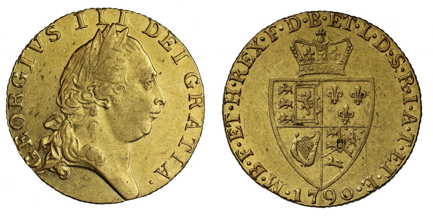 George III 1790 Guinea, fifth bust, spade type reverse