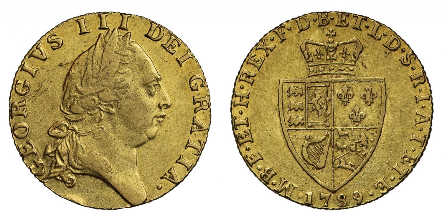 George III 1789 Guinea, fifth bust, spade type reverse
