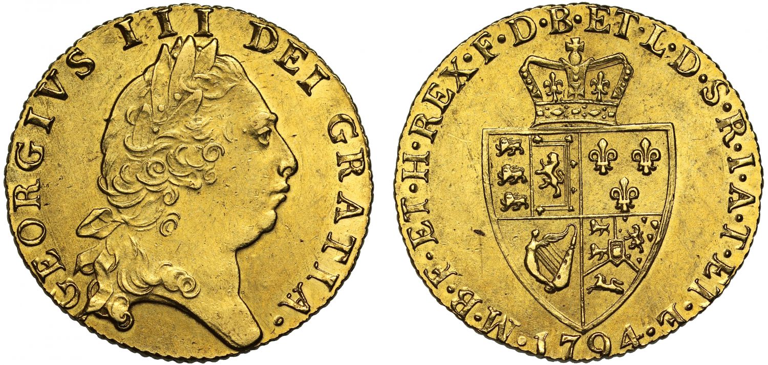 George III 1794 Guinea, fifth bust, spade type reverse
