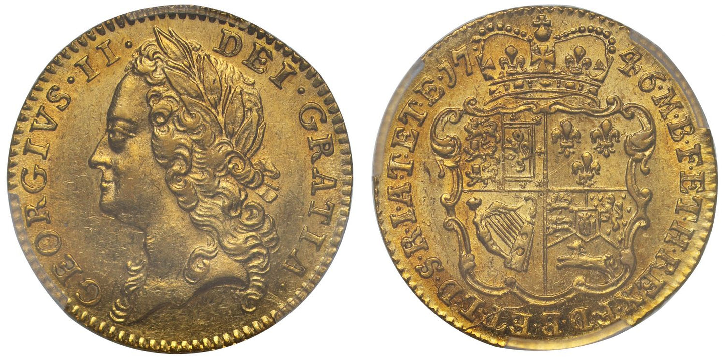 George II 1746 Half-Guinea AU58+