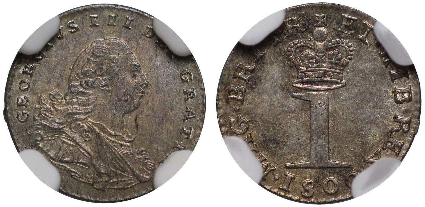 George III 1800 Penny, MS64, obverse portrait as in Octagonal counterstamp