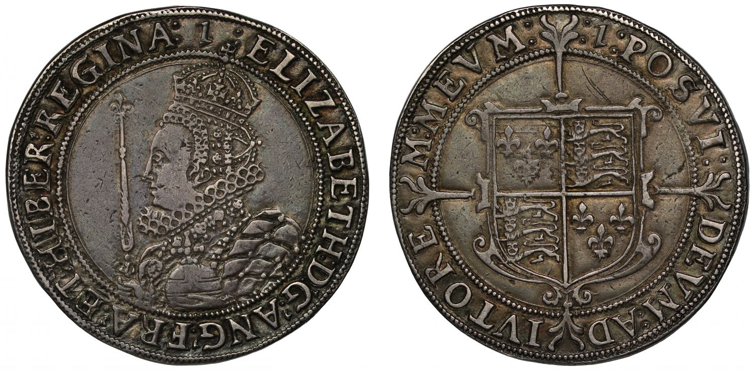 Elizabeth I Halfcrown mint mark 1, dating to 1601