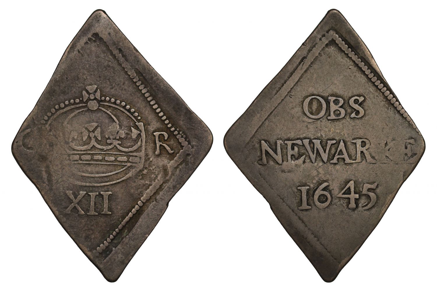 Charles I 1645 Newark Shilling, earliest issue from the siege town, round crown