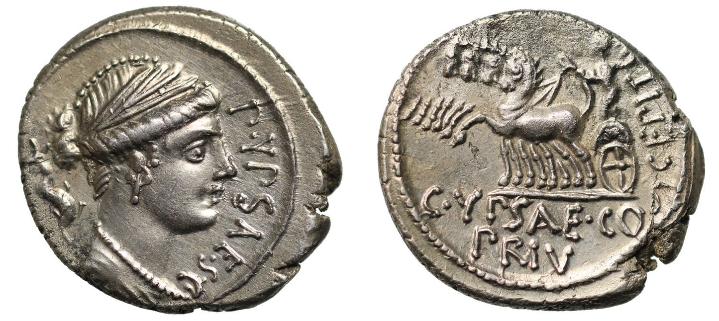 P. Plautius Hypsaeus, Denarius.