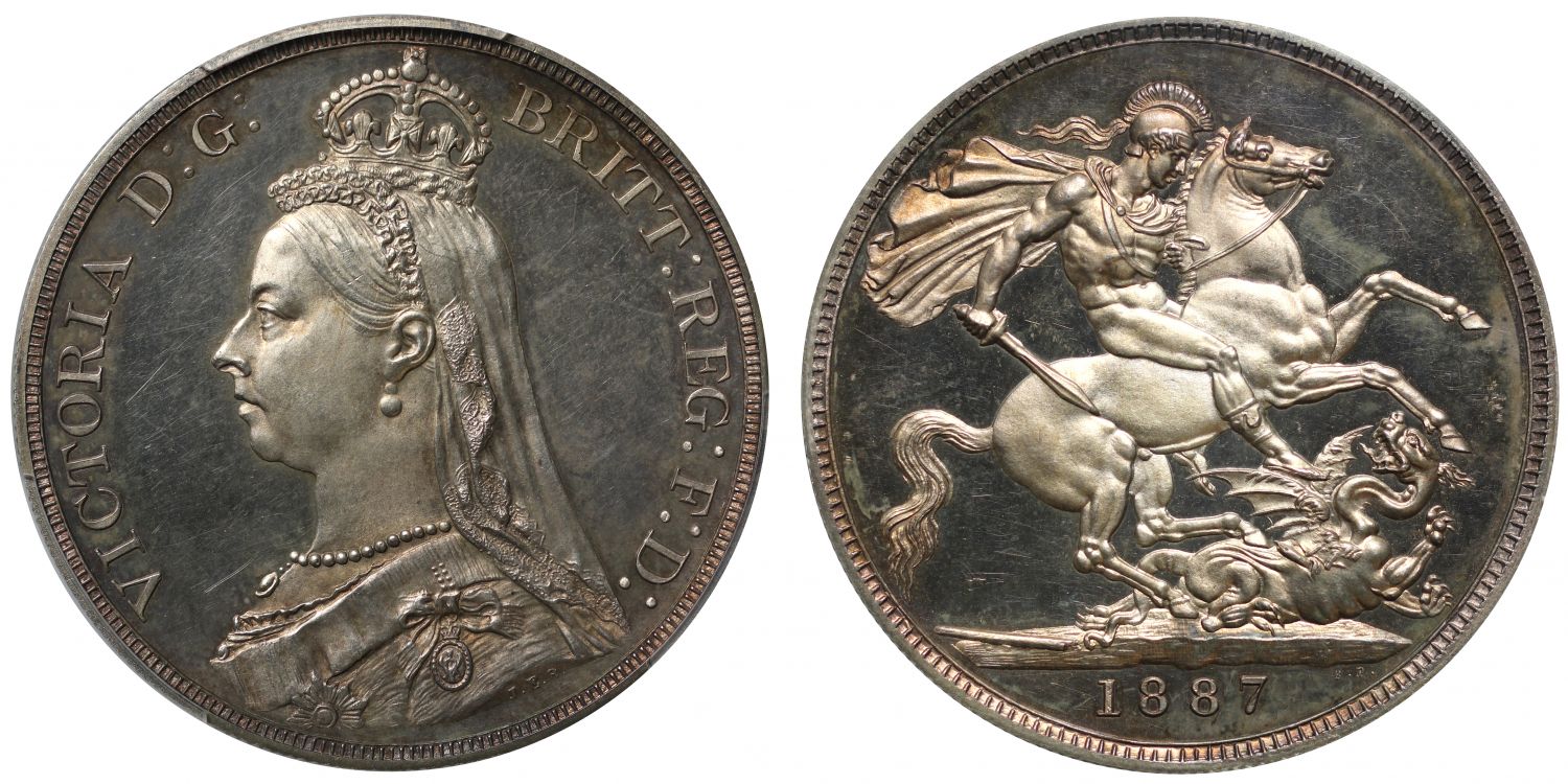 Victoria 1887 proof Crown, Golden Jubilee PR63DCAM