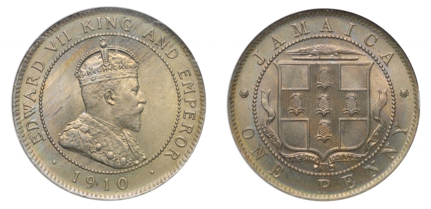 Jamaica, Edward VII, Cu-Ni Penny, 1910.