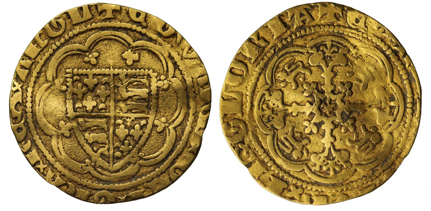 Edward III Quarter-Noble Treaty Series, London group b, annulet before E