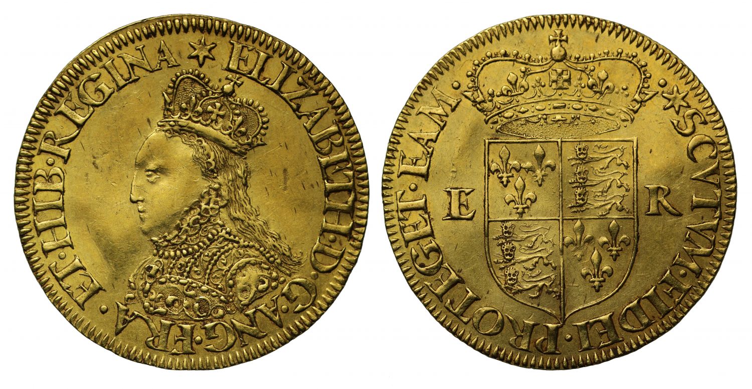 Elizabeth I milled Half-Pound, mm star (1562), finest graded of type MS62