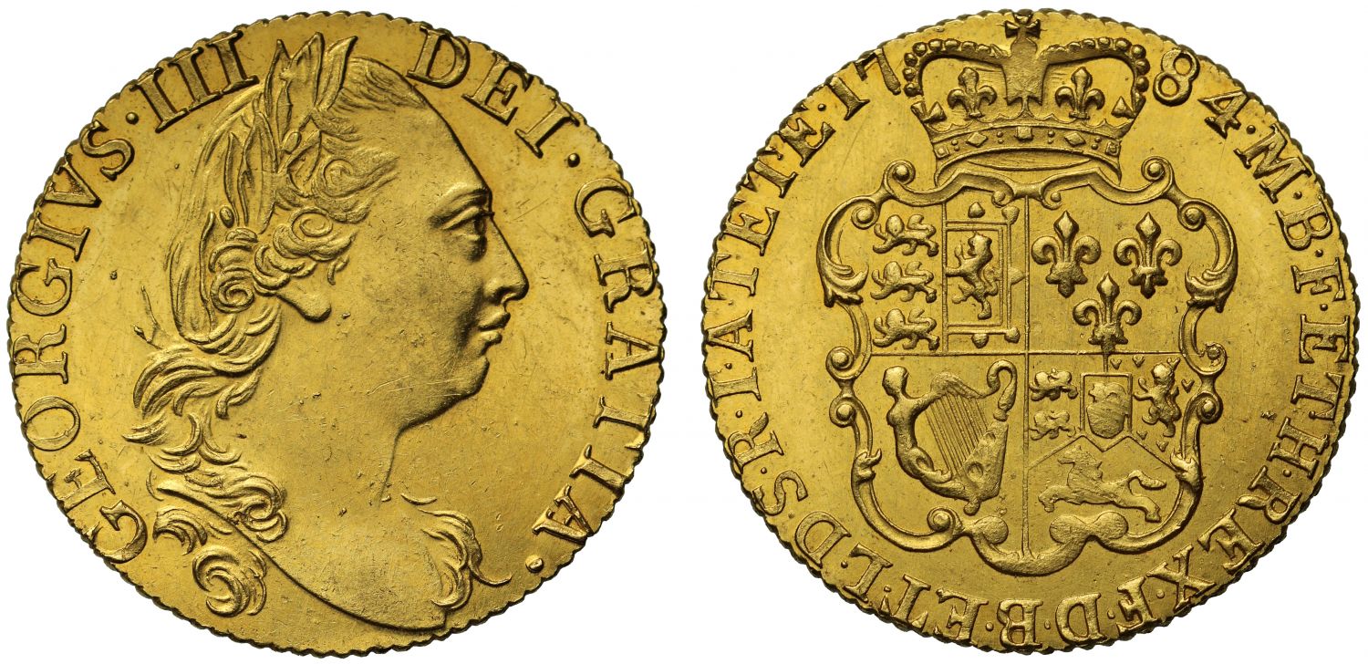 George III 1784 Guinea, fourth bust, shield reverse