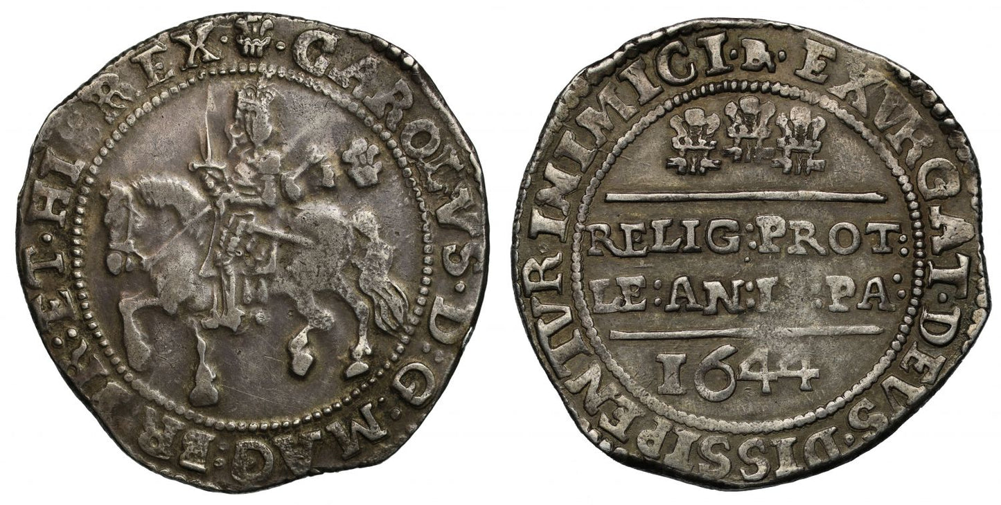 Charles I 1644 Halfcrown Bristol mint with Bristol plumes and BR monogram