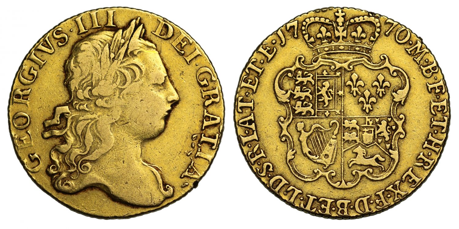 George III 1770 Guinea, third head, one of the rarest dates in this reign