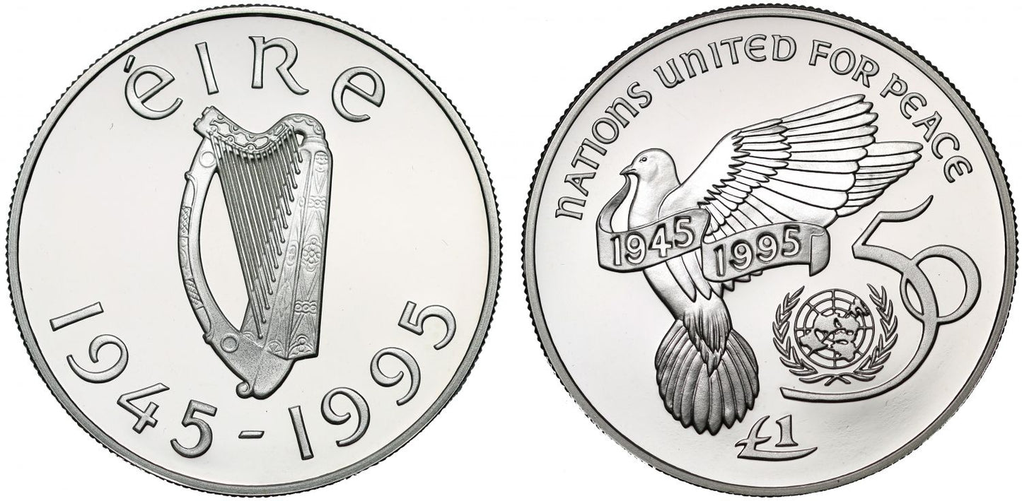 Republic of Ireland, 1995 silver proof £1, 50th Anniversary of the UN