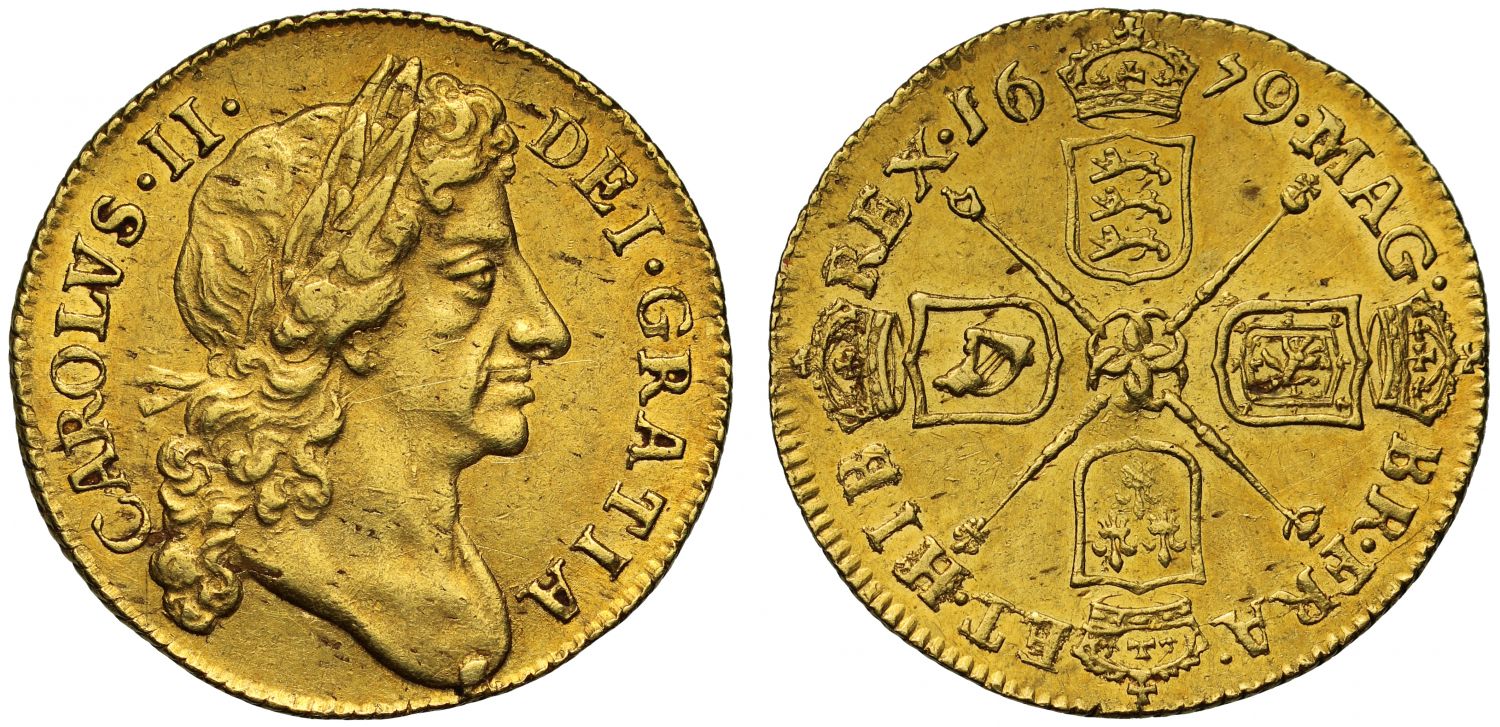 Charles II 1679 Half-Guinea, second laureate bust