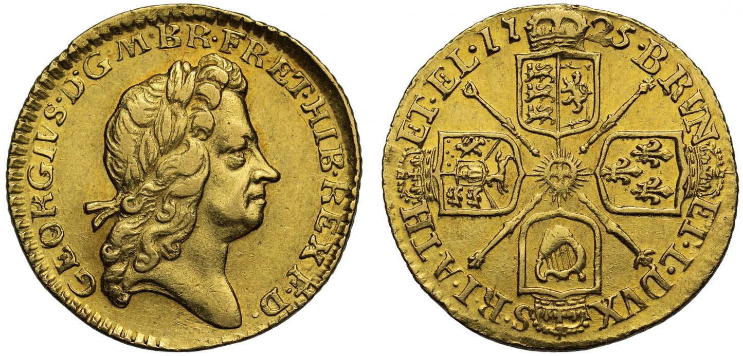 George I 1725 Half-Guinea, second bust, AU58