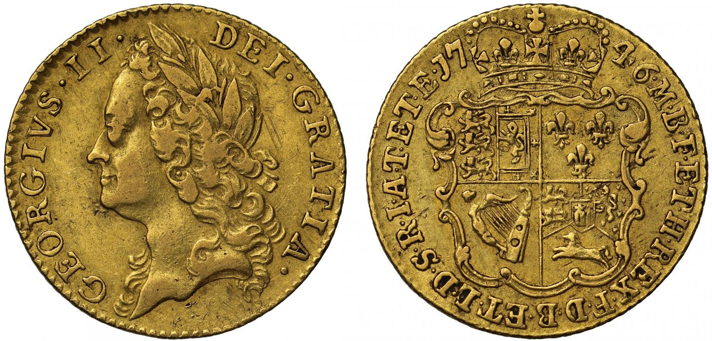 George II 1746 Half-Guinea, intermediate style head
