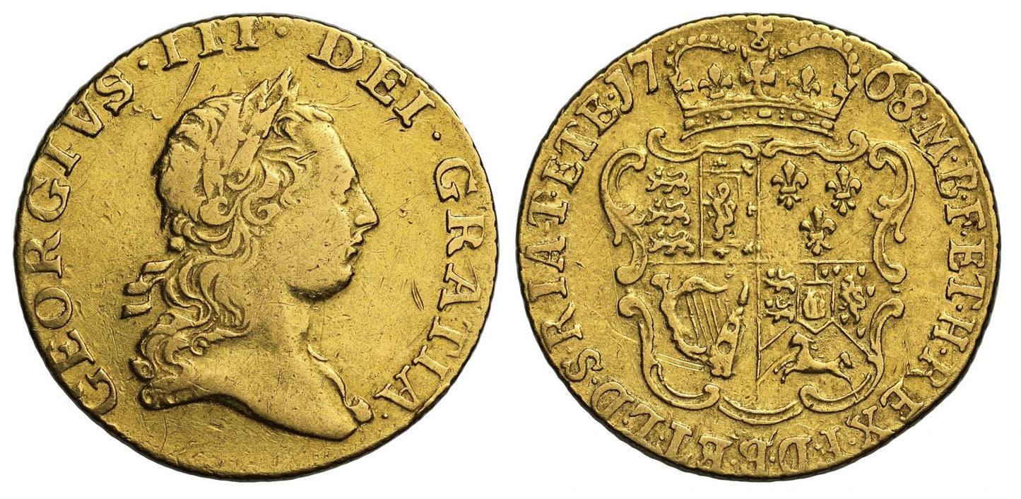 George III 1768 Half-Guinea, second head, rare date for denomination