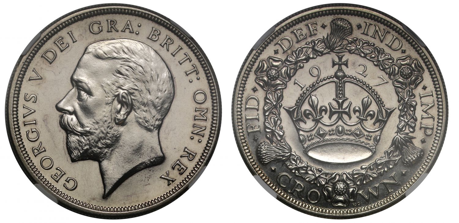 George V 1927 proof Wreath Crown PF63