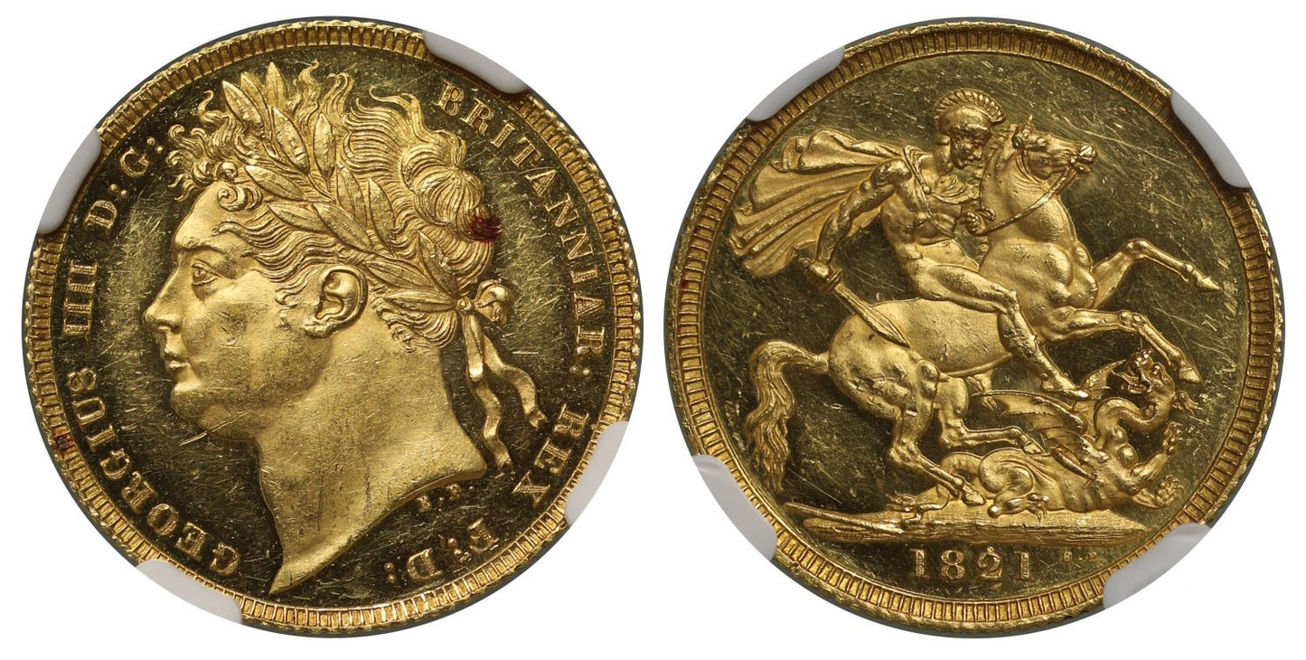 George IV 1821 proof Sovereign PF62 UCAM, ex Law Collection