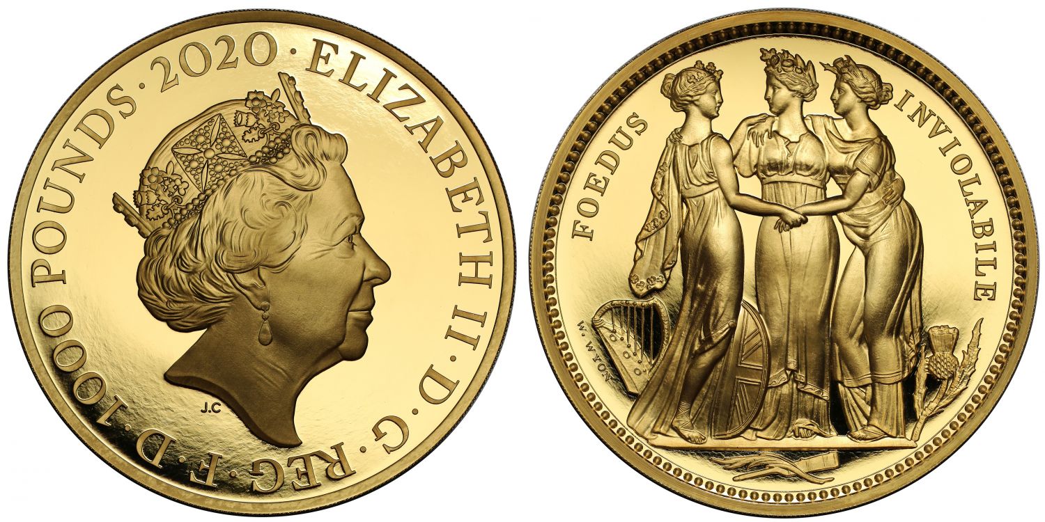 Elizabeth II 2020 gold PF70 1-Kilo Three Graces FIRST DAY