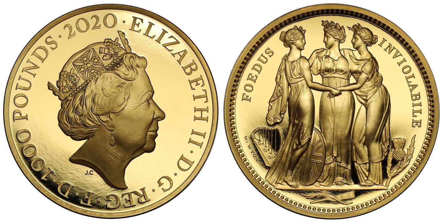Elizabeth II 2020 gold PF70 1-Kilo Three Graces FIRST DAY