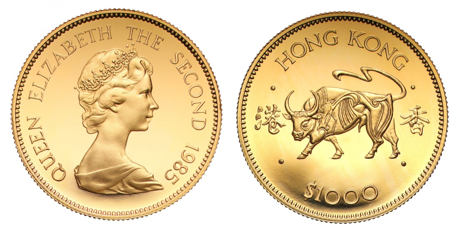 PF69 UCAM | Hong Kong, gold Proof $1000, 1985 - Lunar Year of the Ox