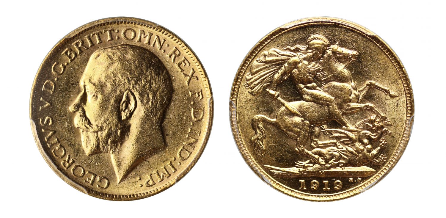 George V 1913 S Sovereign Sydney Mint MS64