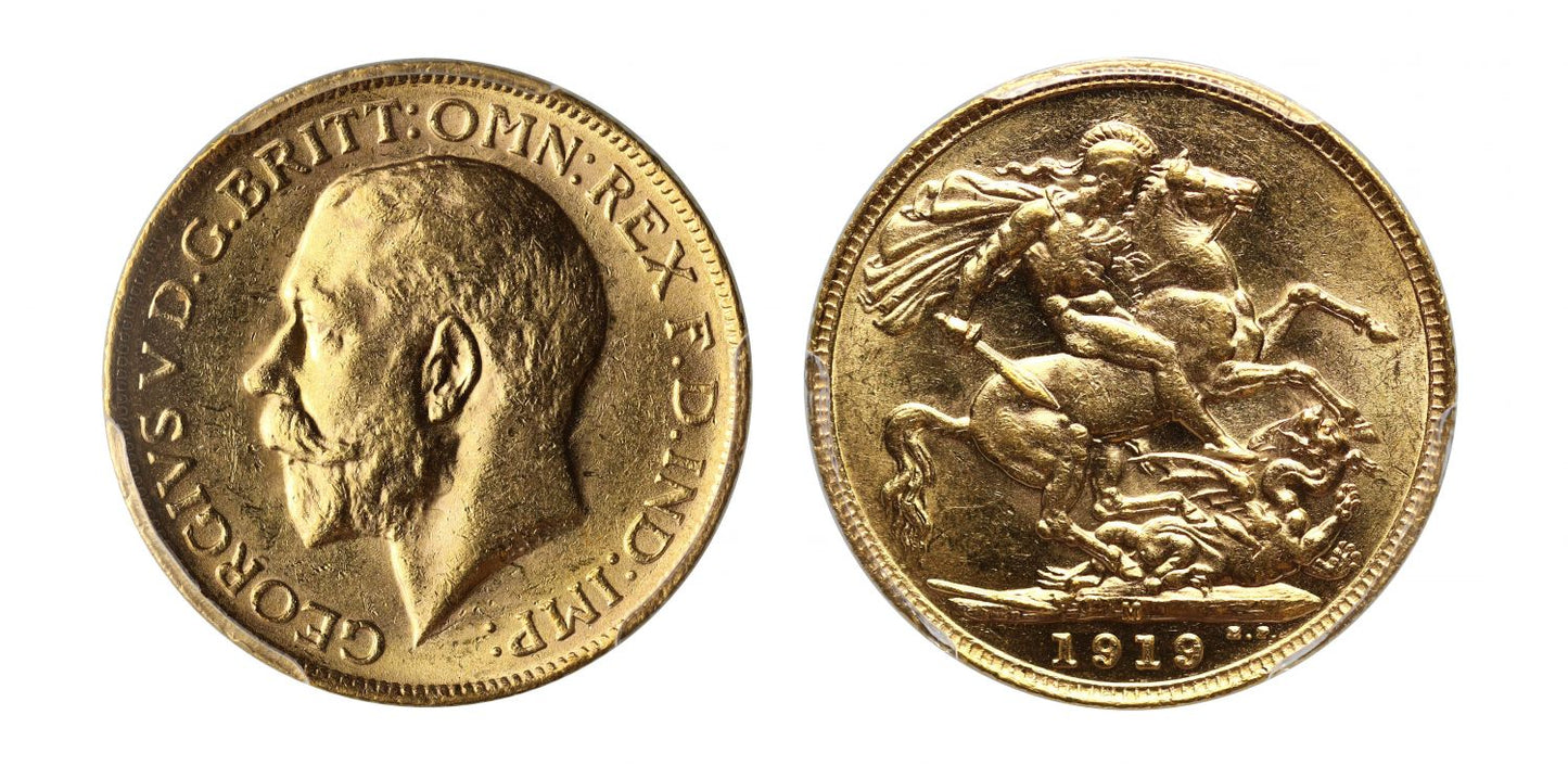 George V 1913 S Sovereign Sydney Mint MS64