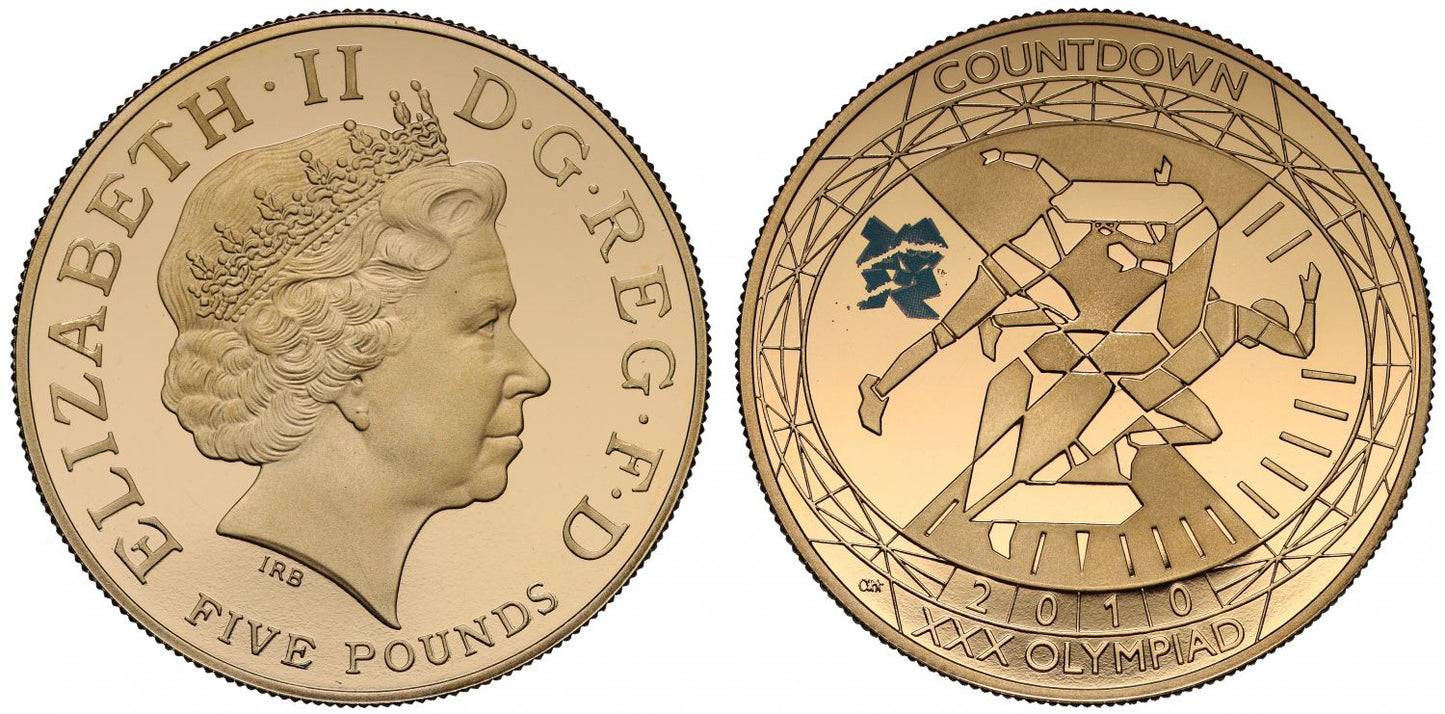 QEII 2010 gold proof Five-Pounds Olympic Countdown
