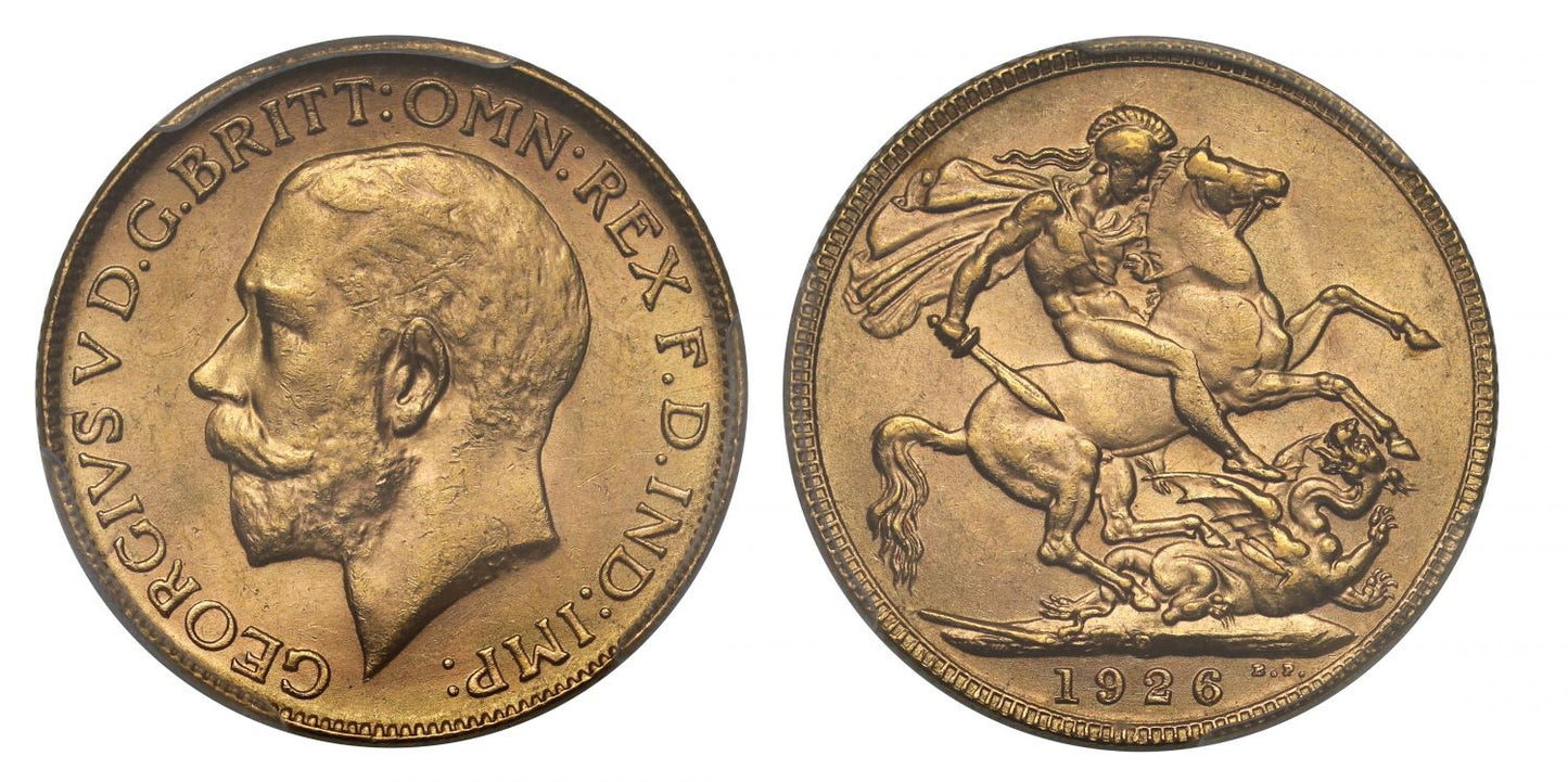 George V, Sovereign, 1926 Perth Mint, key date for 1920s at this Mint, MS63