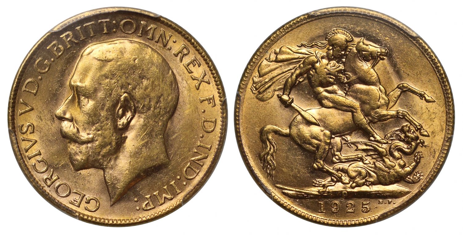 George V 1925-P Sovereign Perth Mint MS62