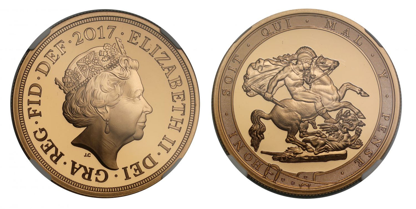 * Elizabeth II 2017 proof Five-Pounds PF70 UCAM