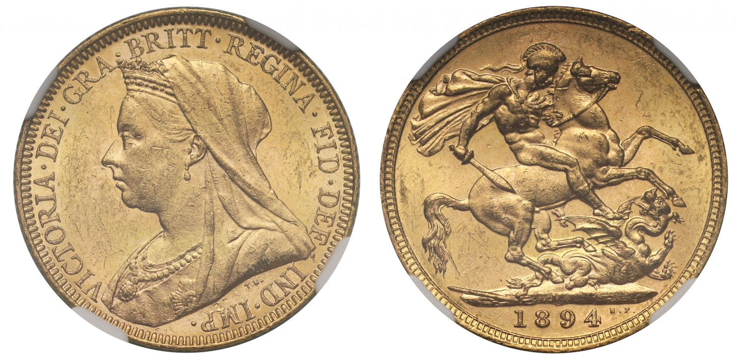 Victoria 1894-M Sovereign Melbourne Mint old head MS61