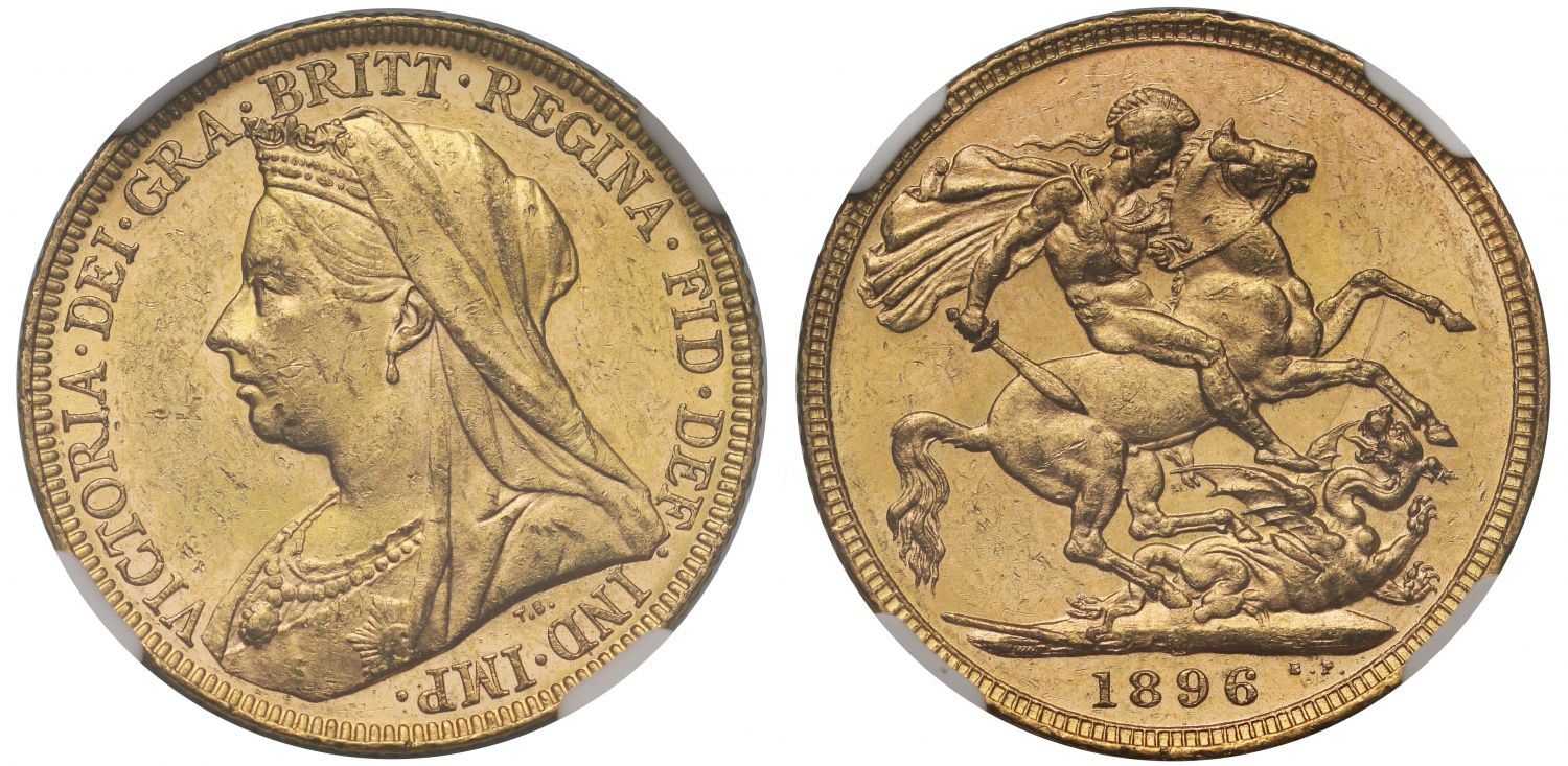 Victoria 1896-M Sovereign Melbourne Mint old head MS61