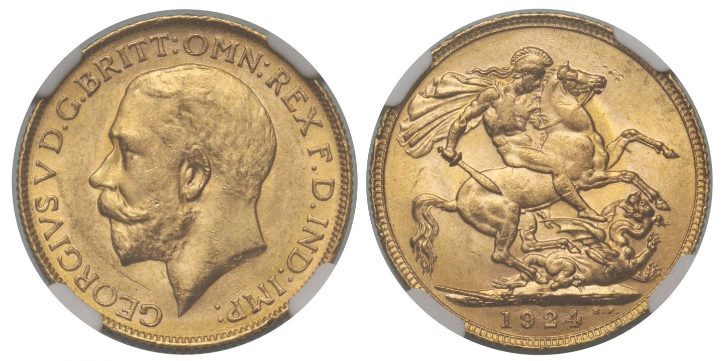 George V 1924 M Sovereign Melbourne Mint MS61