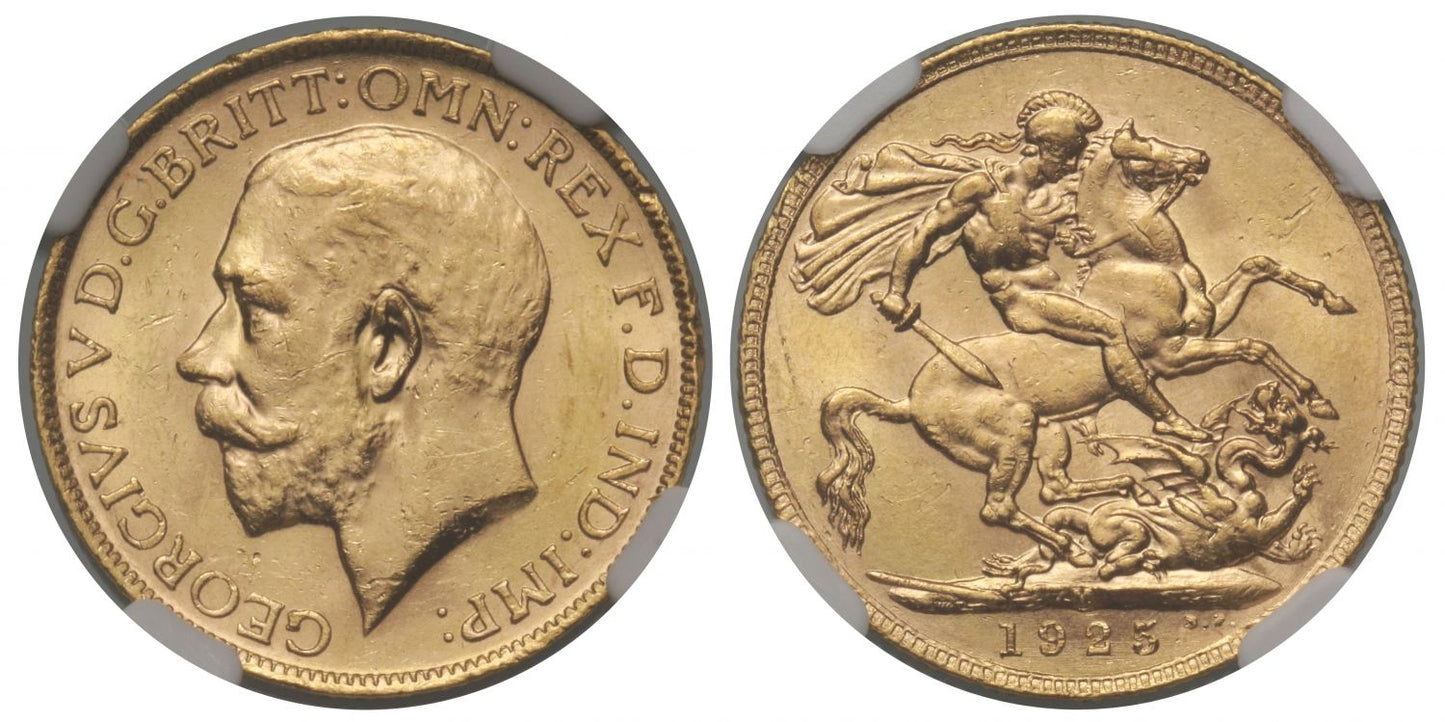 George V 1925-M Sovereign Melbourne Mint MS62