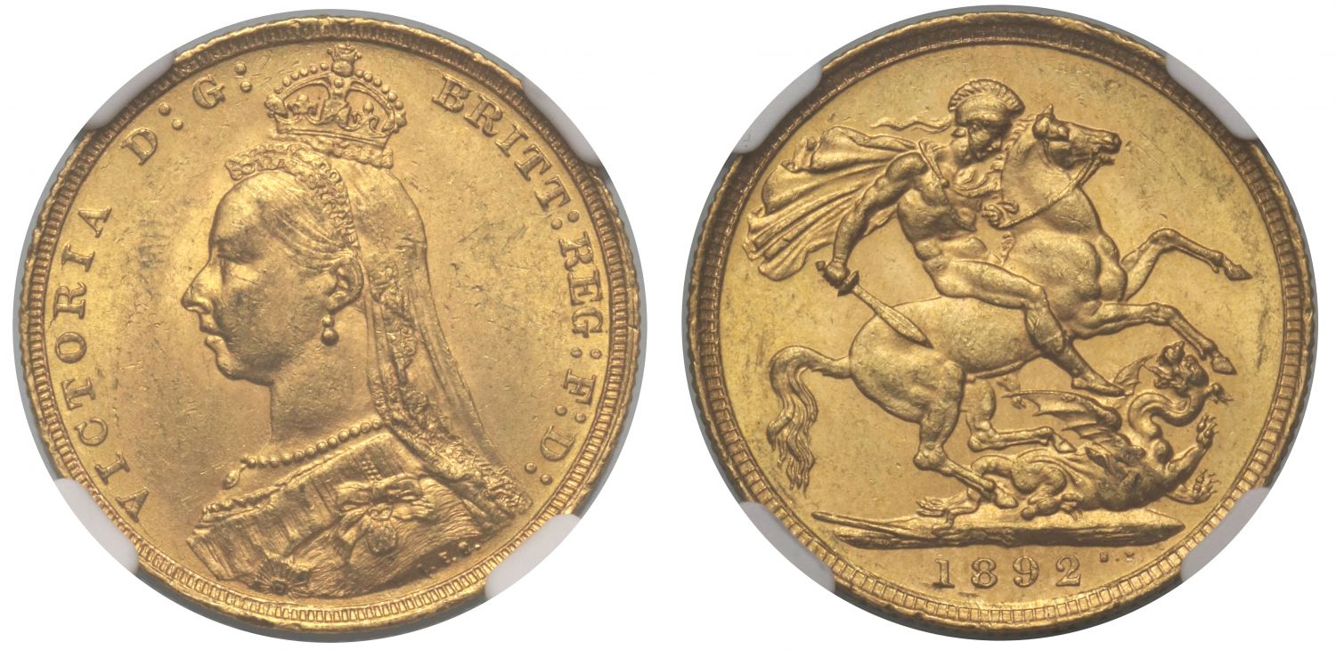 Victoria 1892 S Sovereign Sydney Mint MS62