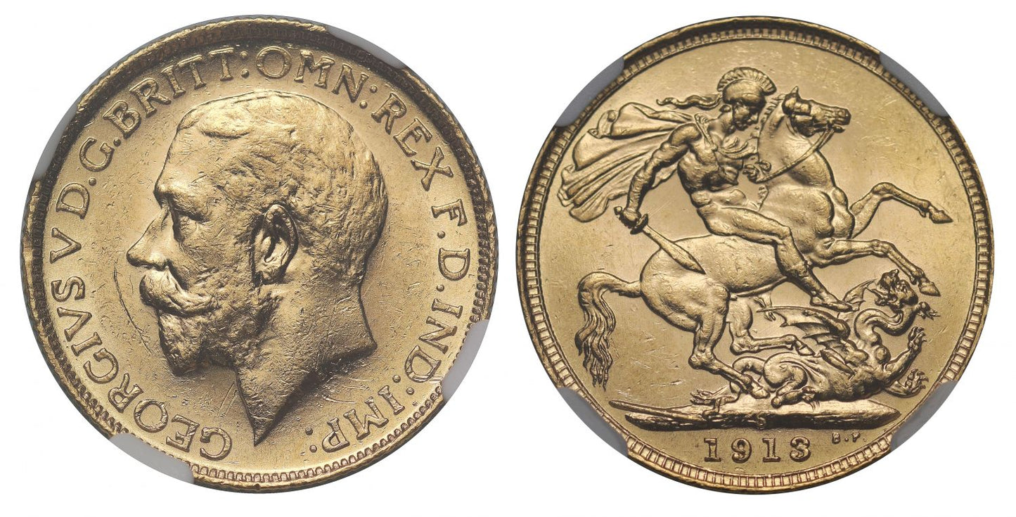 George V 1913-S Sovereign Sydney Mint MS62