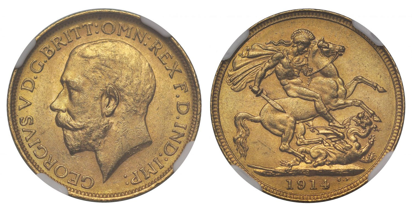 George V 1914 S Sovereign Sydney Mint MS62