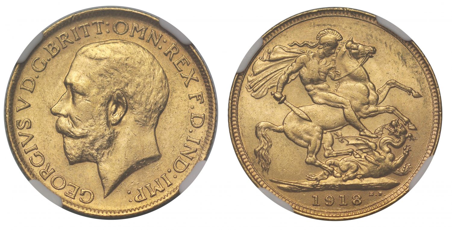 George V 1918-S Sovereign Sydney Mint MS62