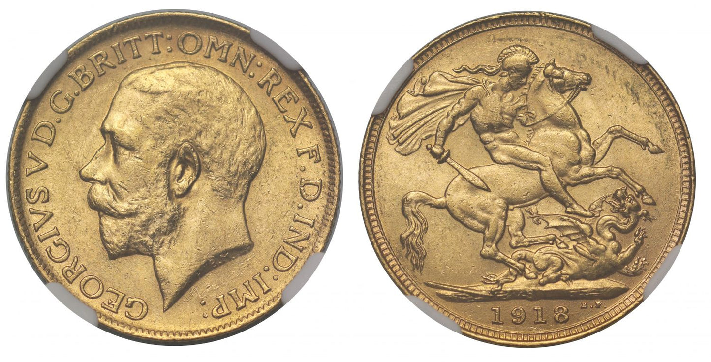 George V 1918-S Sovereign Sydney Mint MS62