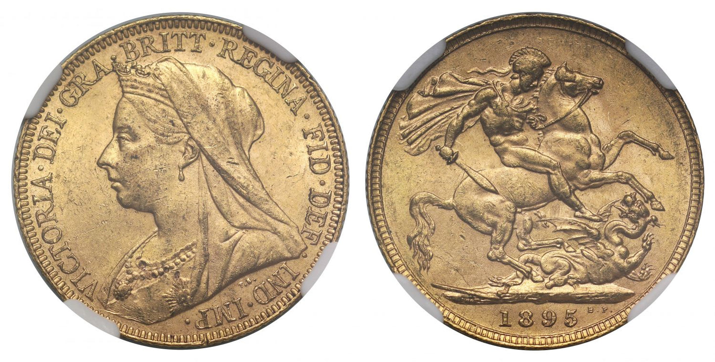 Victoria 1895 Sovereign old head MS62