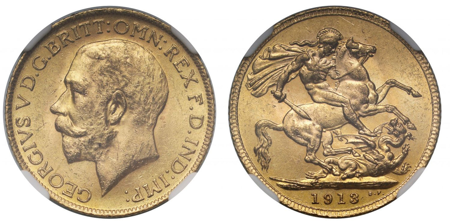 George V 1913 Sovereign MS62