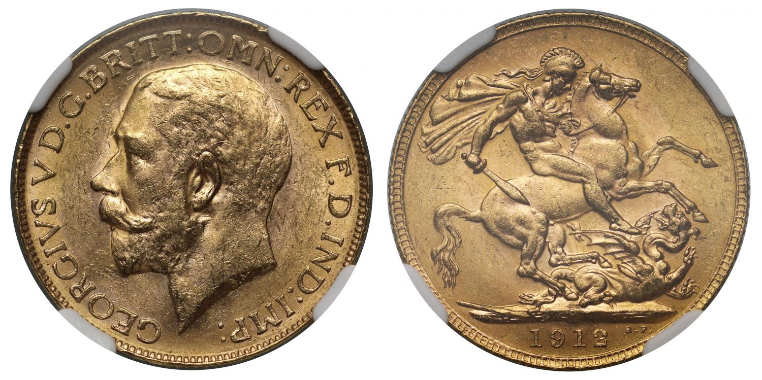 George V 1912 P Sovereign Perth Mint MS62